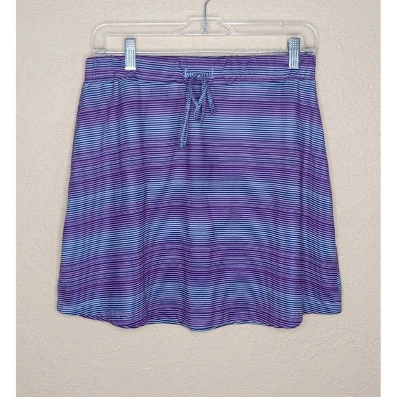 Tehama Athletic Tennis Skirt Medium Purple Striped Zip Pockets Tie Waist Stretch - Picture 1 of 6